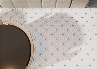 Modern Design Maple Leaf Shape Marble Water Jet Mosaic Tiles
