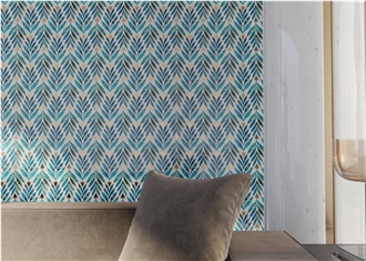 Modern Design Maple Leaf Shape Marble Water Jet Mosaic Tiles