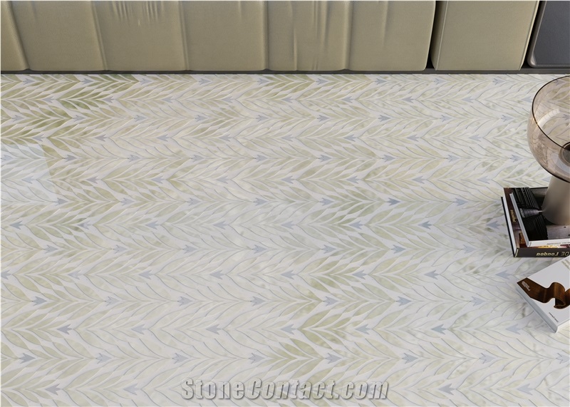Modern Design Maple Leaf Shape Marble Water Jet Mosaic Tiles