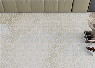 Modern Design Maple Leaf Shape Marble Water Jet Mosaic Tiles