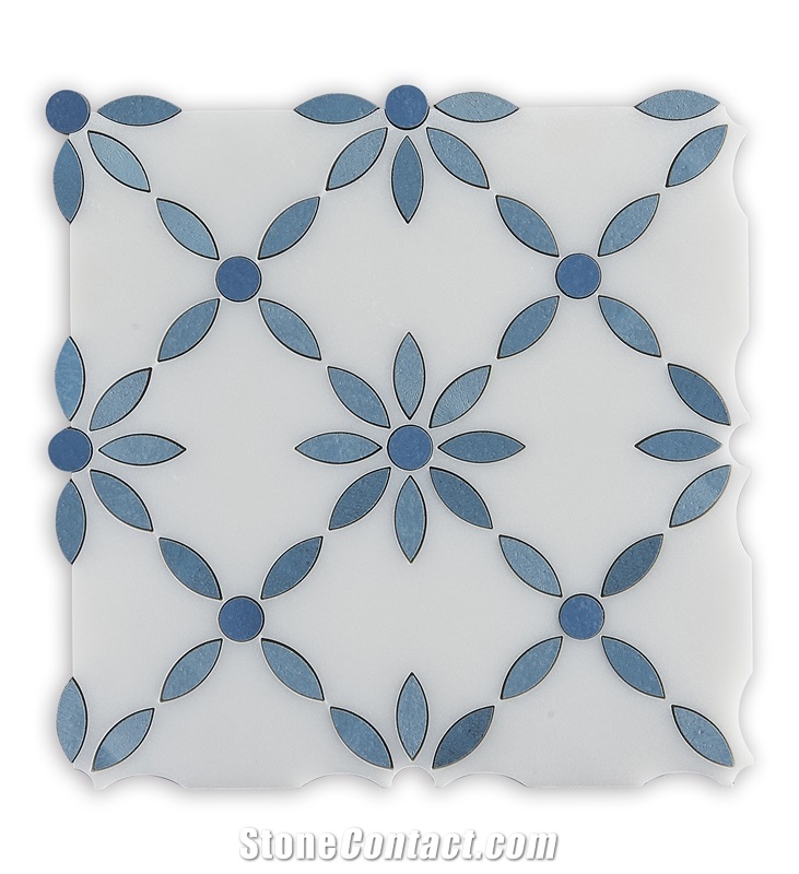 Modern Design White Marble Water Jet Mosaic Tiles For Floor