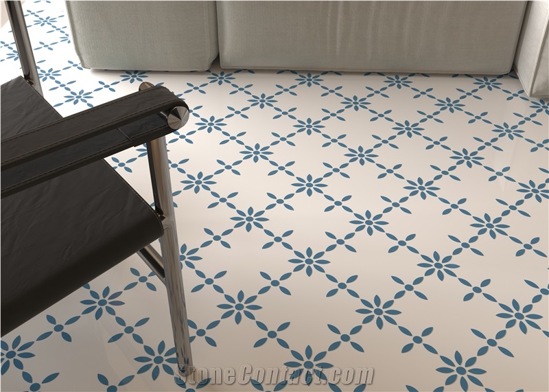 Modern Design White Marble Water Jet Mosaic Tiles For Floor