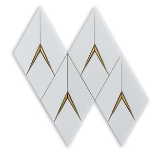 Modern Diamond Design Style Brass Inlaid Marble Mosaic Tiles