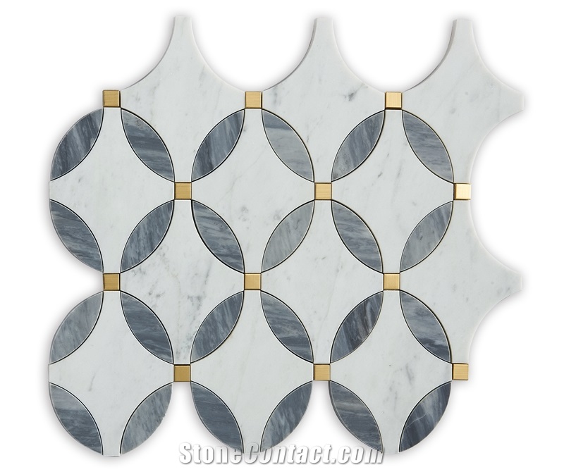 Modern Green Inlaid Marble Mosaic Tiles For Home Decoration