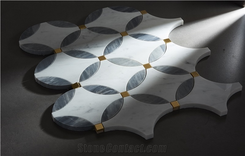 Modern Green Inlaid Marble Mosaic Tiles For Home Decoration