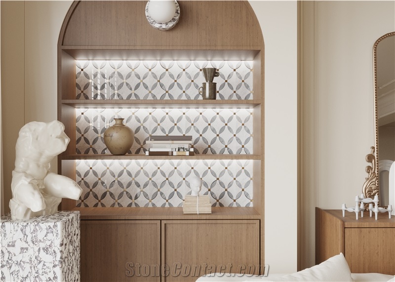Modern Green Inlaid Marble Mosaic Tiles For Home Decoration