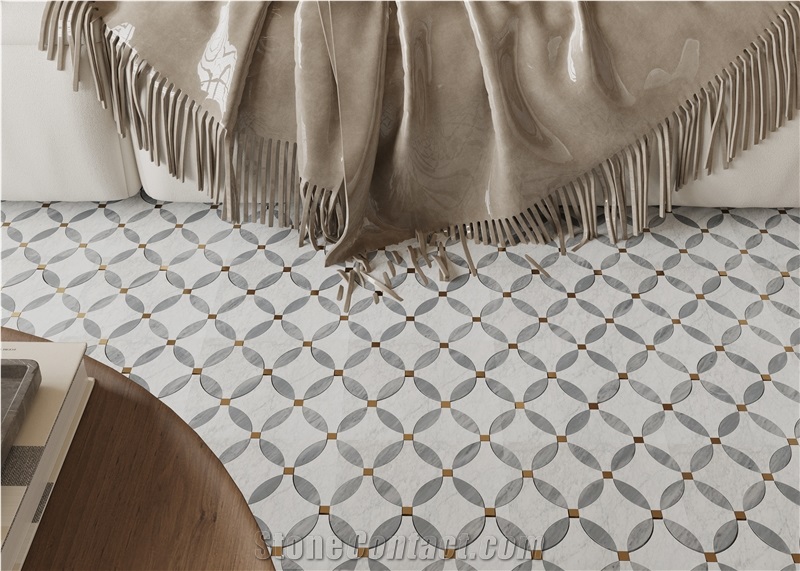 Modern Green Inlaid Marble Mosaic Tiles For Home Decoration