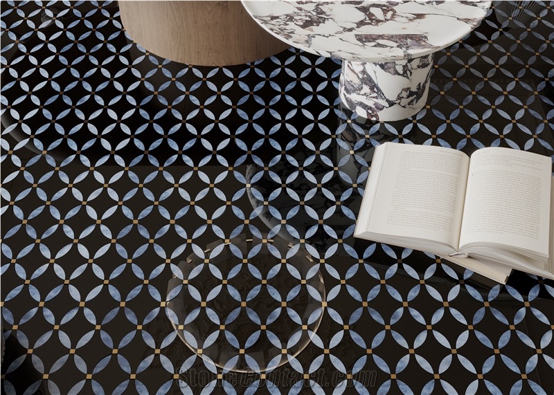Modern Green Inlaid Marble Mosaic Tiles For Home Decoration