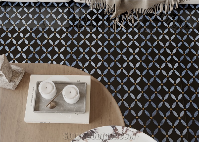 Modern Green Inlaid Marble Mosaic Tiles For Home Decoration