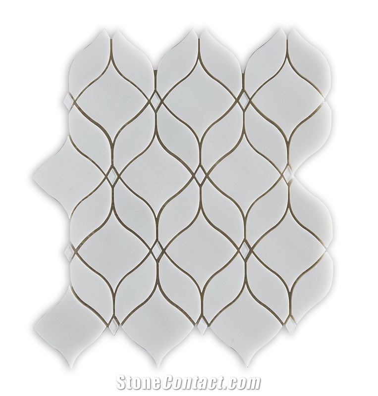 Modern Parquet Design Marble Water Jet Inlay Mosaic Tiles