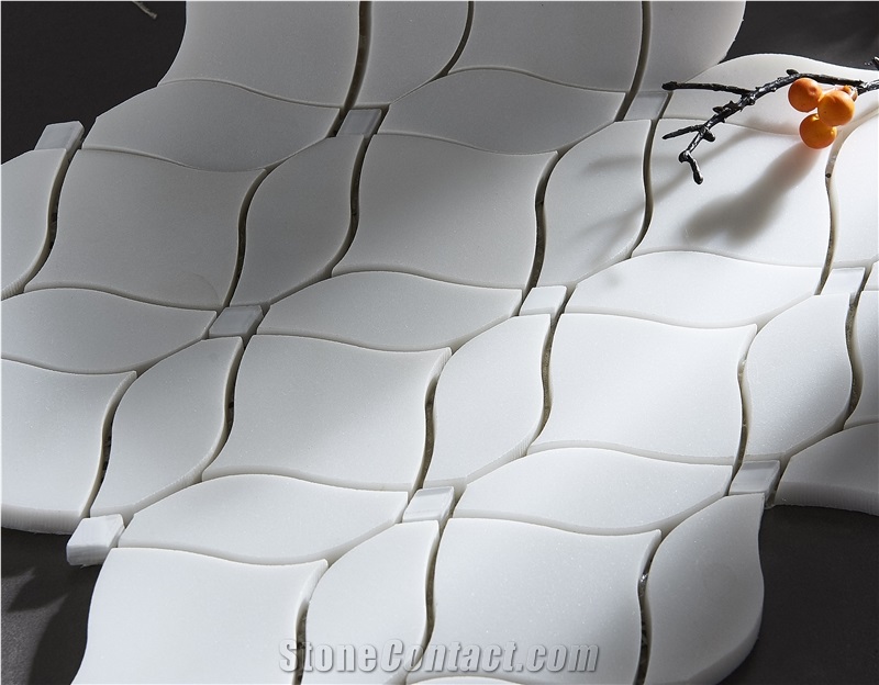 Modern Parquet Design Marble Water Jet Inlay Mosaic Tiles