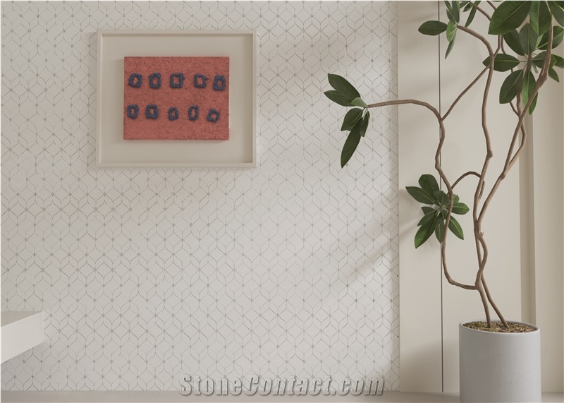 Modern Parquet Design Marble Water Jet Inlay Mosaic Tiles