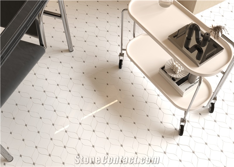 Modern Parquet Design Marble Water Jet Inlay Mosaic Tiles