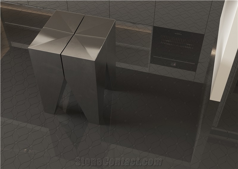 Modern Parquet Design Marble Water Jet Inlay Mosaic Tiles