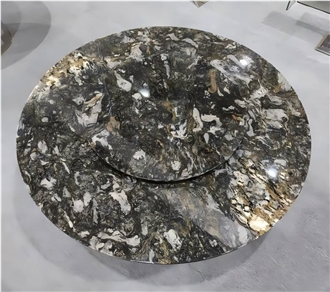 Modern Platinum Granite Round Natural Stone Dining Table