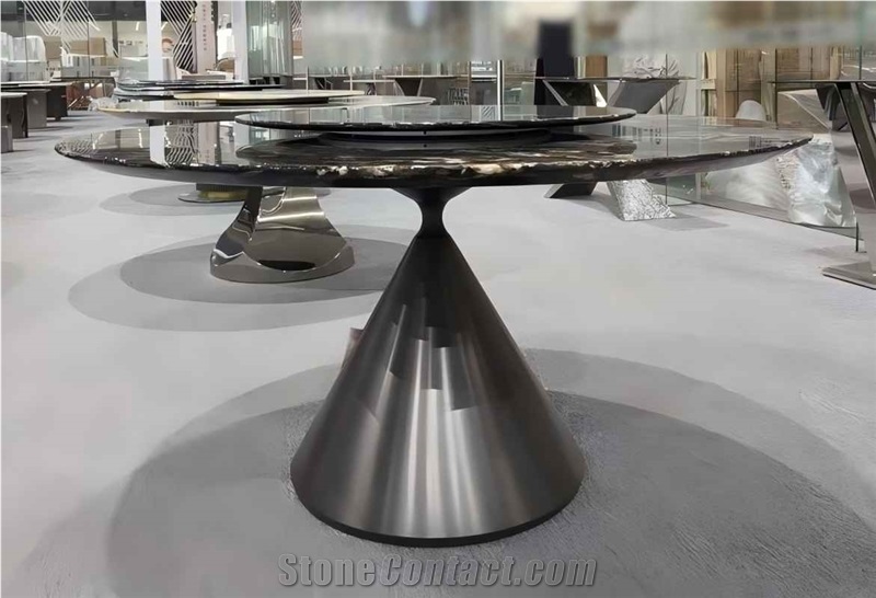 Modern Platinum Granite Round Natural Stone Dining Table