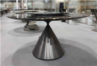 Modern Platinum Granite Round Natural Stone Dining Table
