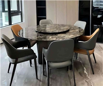 Modern Platinum Granite Round Natural Stone Dining Table