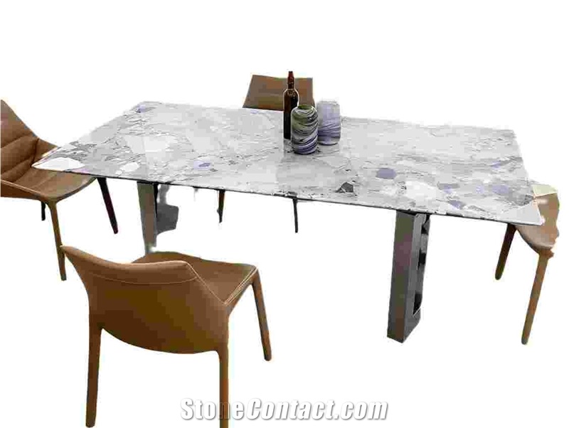 Oreo Grey Marble Dining Table Top