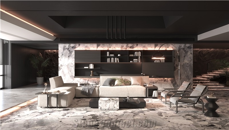 Pandora White Marble Slabs For Kitchen Island And Flooring