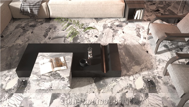 Pandora White Marble Slabs For Kitchen Island And Flooring
