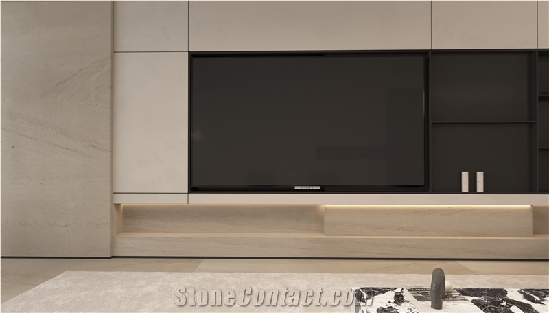 Polished Moleanos White Limestone Slabs For Wall Decoration