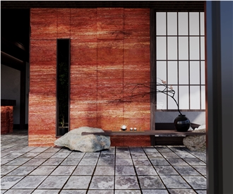 Red Travertine Slabs For Sountertops Flooring Decoration