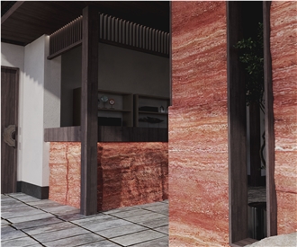 Red Travertine Slabs For Sountertops Flooring Decoration
