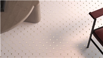 Shell Shaped Brass Inlaid Marble Mosaic Tiles For Home Wall