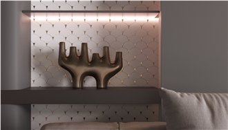 Shell Shaped Brass Inlaid Marble Mosaic Tiles For Home Wall