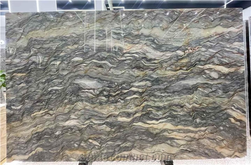 Silk Road Quartzite Slabs For TV Background Wall Decoration