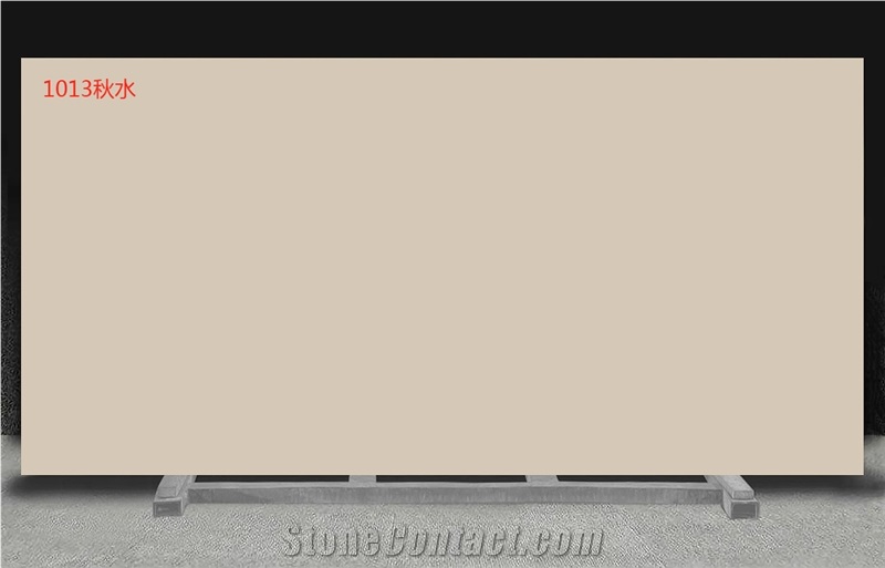 2025 Xiongjie Quartz Slabs Tiles Solid Beige Color