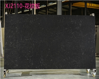 Artificial Black Quartz Slabs Stone 15 20 30Mm Thickness