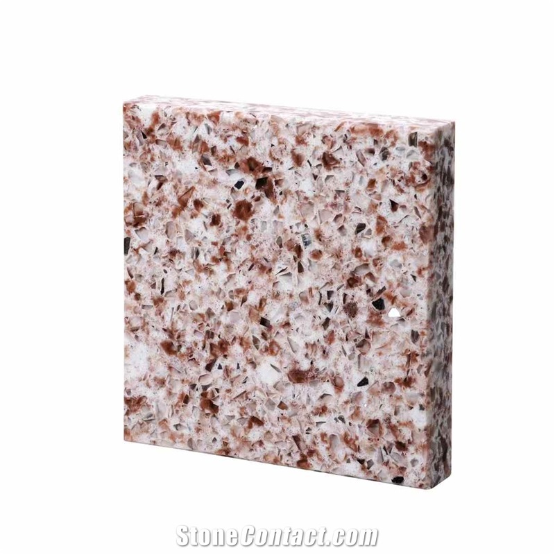 Artificial Pink Crystallized Quartz Slabs Walls Tiles
