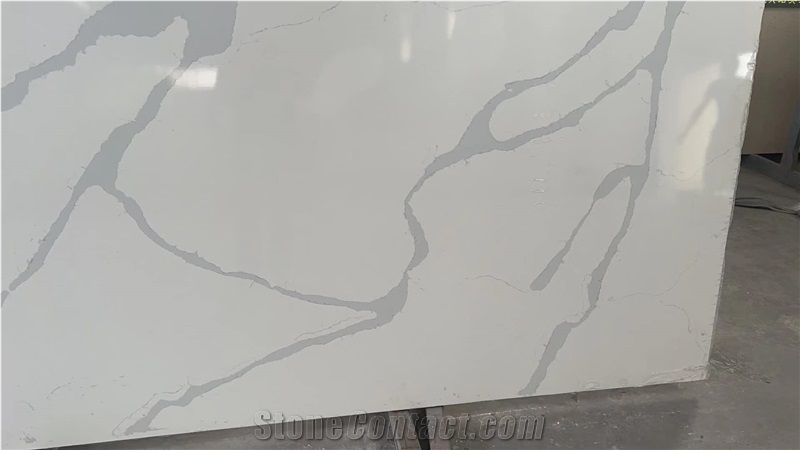 Calacatta White Quartz Slab 20Mm 30Mm Engineered Stone