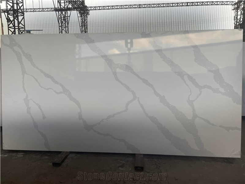 Calacatta White Quartz Slab 20Mm 30Mm Engineered Stone