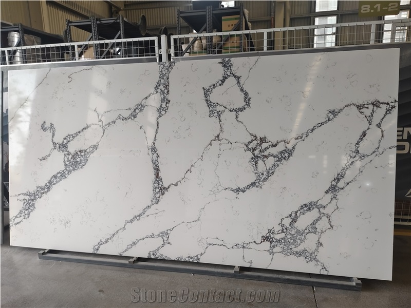 Calacatta White Quartz Slabs Stone Kitchen Countertops