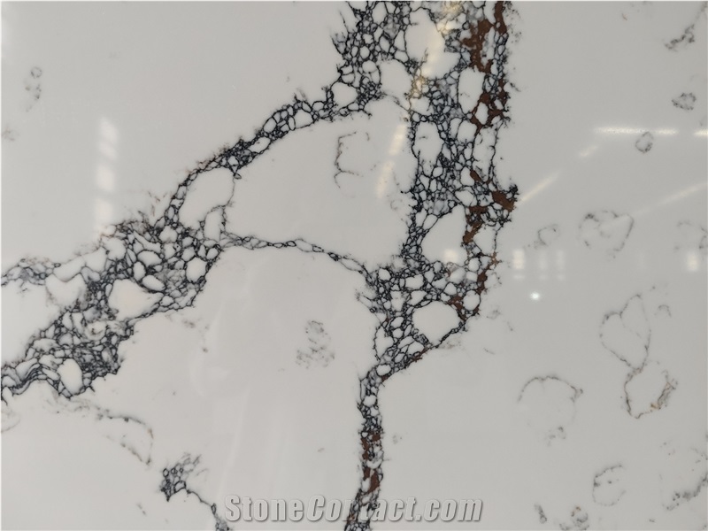 Calacatta White Quartz Slabs Stone Kitchen Countertops