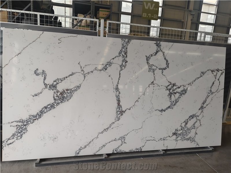 Calacatta White Quartz Slabs Stone Kitchen Countertops