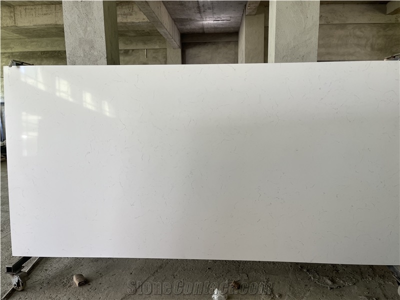 China Carrara White Quartz Slab Tiles  Engineered Stone