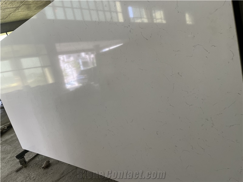 China Carrara White Quartz Slab Tiles  Engineered Stone