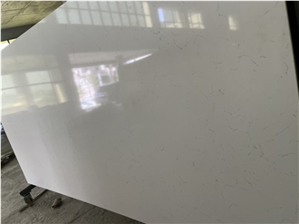 China Carrara White Quartz Slab Tiles  Engineered Stone