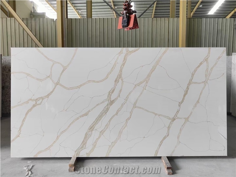 Kitchentop Quartz Slabs Calacatta Gold Modern Pattern