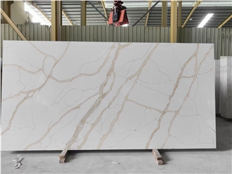Kitchentop Quartz Slabs Calacatta Gold Modern Pattern
