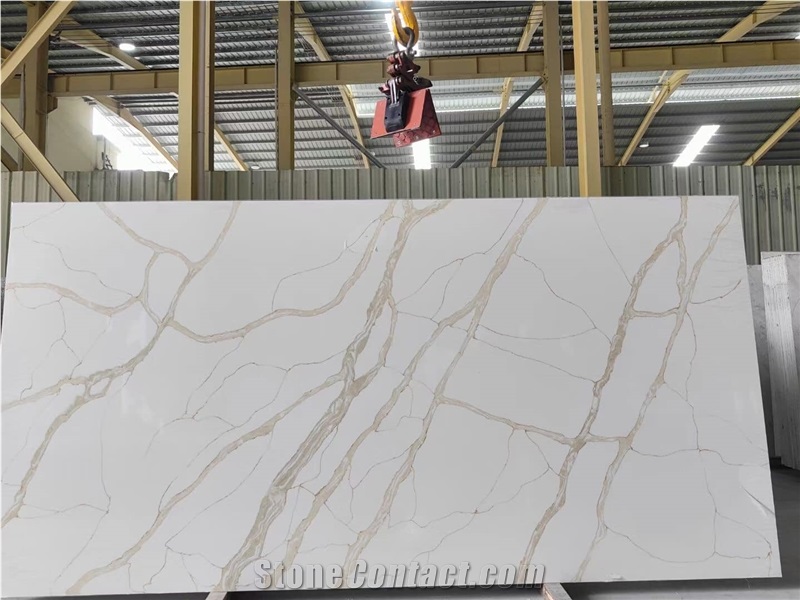 Kitchentop Quartz Slabs Calacatta Gold Modern Pattern