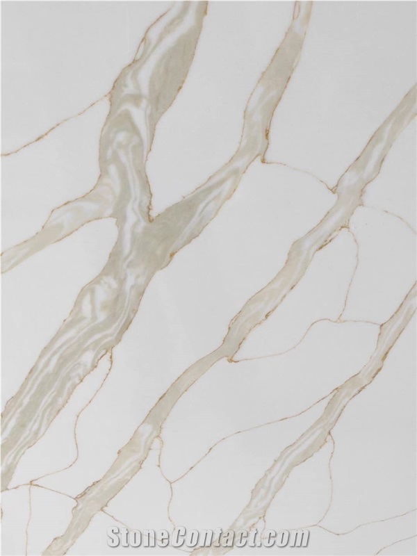 Kitchentop Quartz Slabs Calacatta Gold Modern Pattern