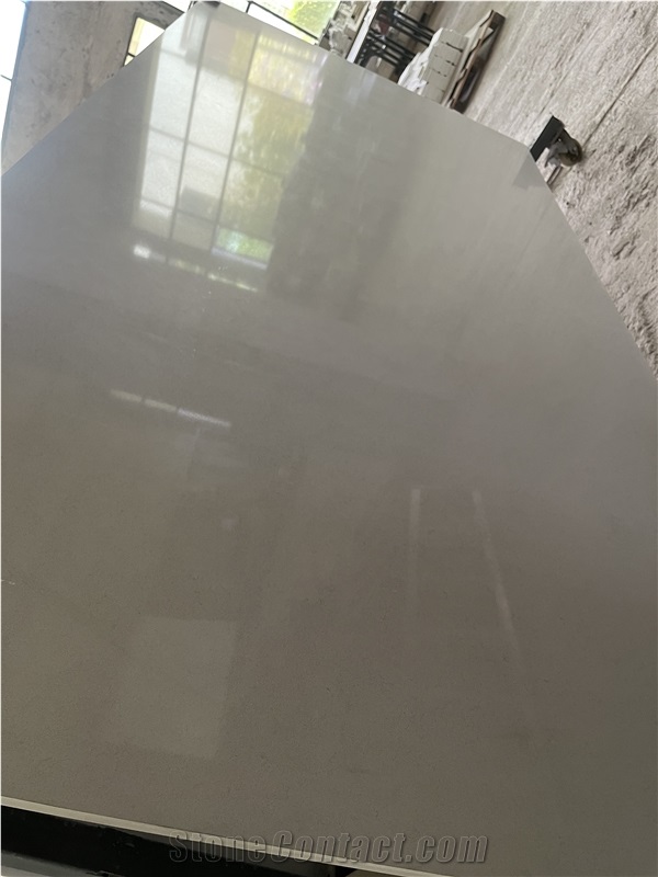 Pure Grey Quartz Slabs Hotel Apartment Wall Floor Tiles