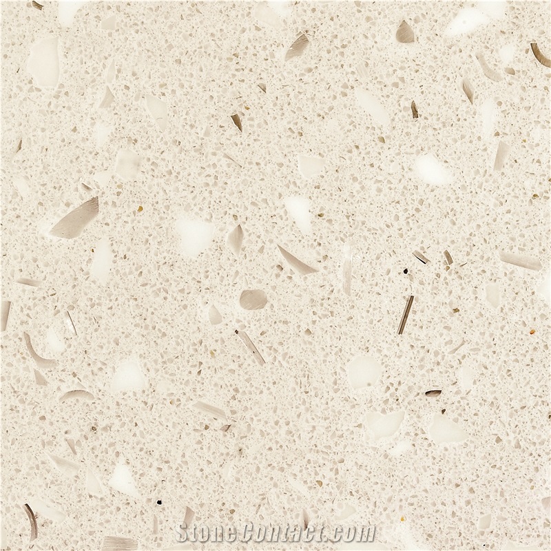 White Crystal Artificial Quartz Slabs Polished Honed Finish