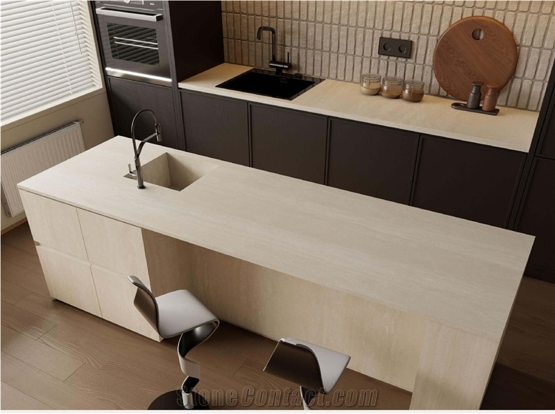 3200*1600 ITALIAN CAVE Beige Porcelain Matt 1.2Cm Modern Kitchen