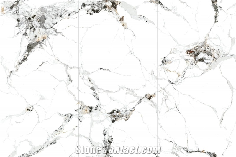 Arabescato Gold White Polished 12Mm Sintered Stone Tiles